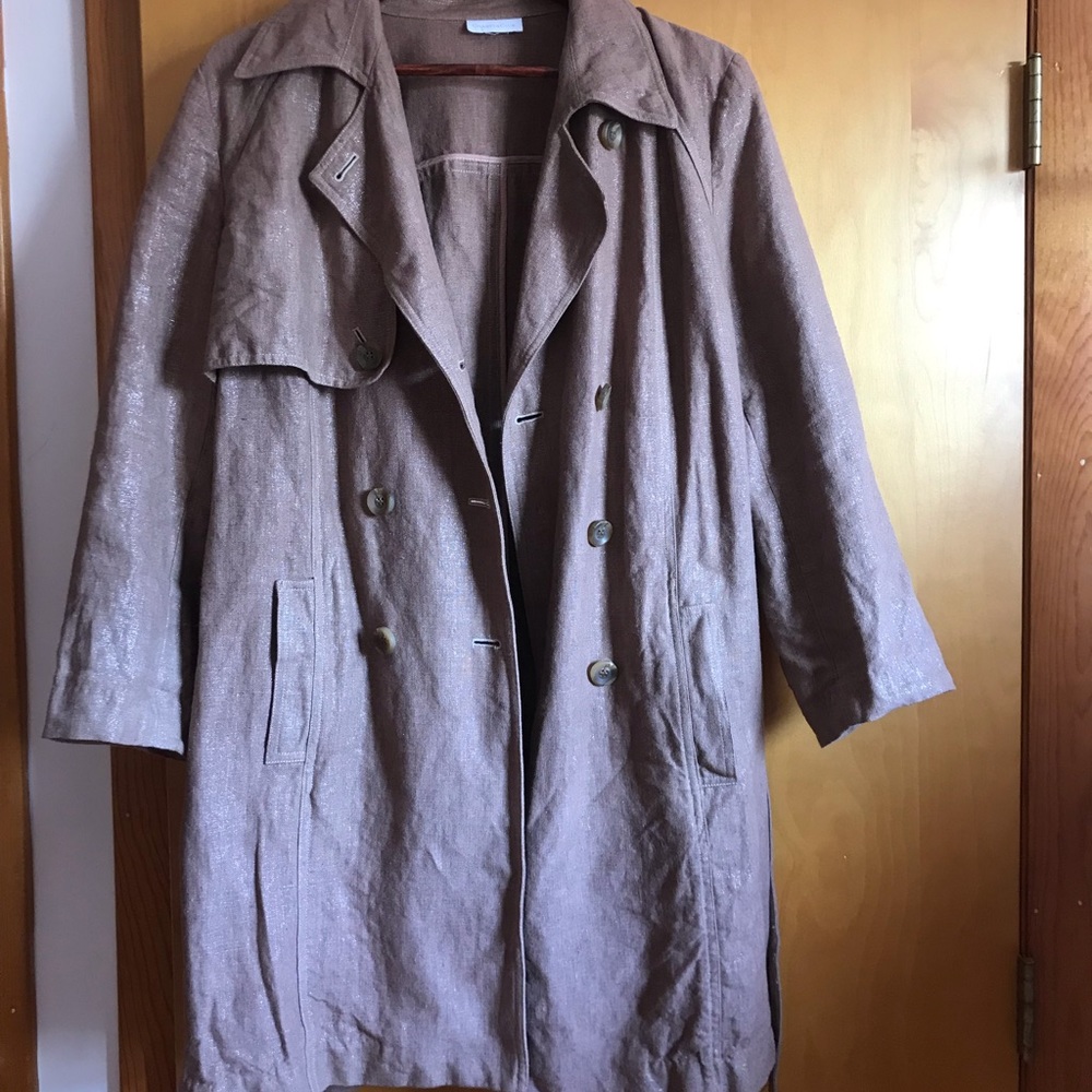 Brown linen trench coat